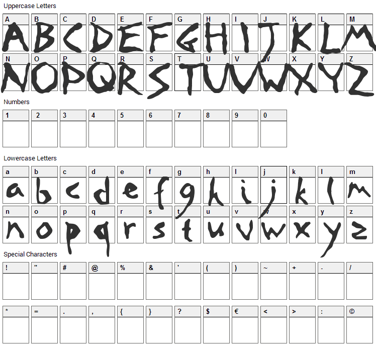 Road Crossed Font Character Map