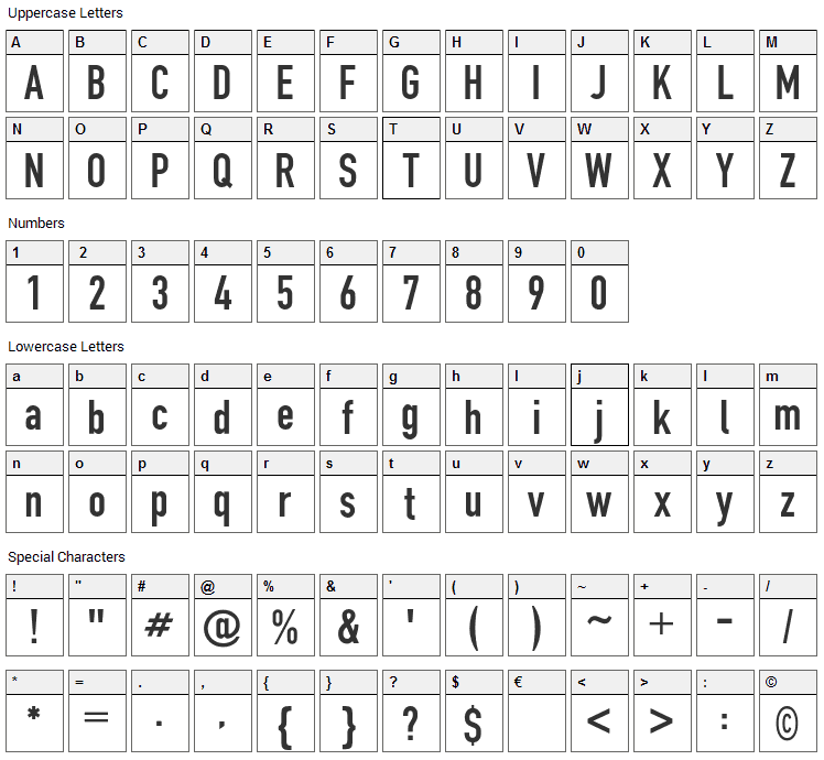 Roadgeek 2005 Engschrift Font Character Map