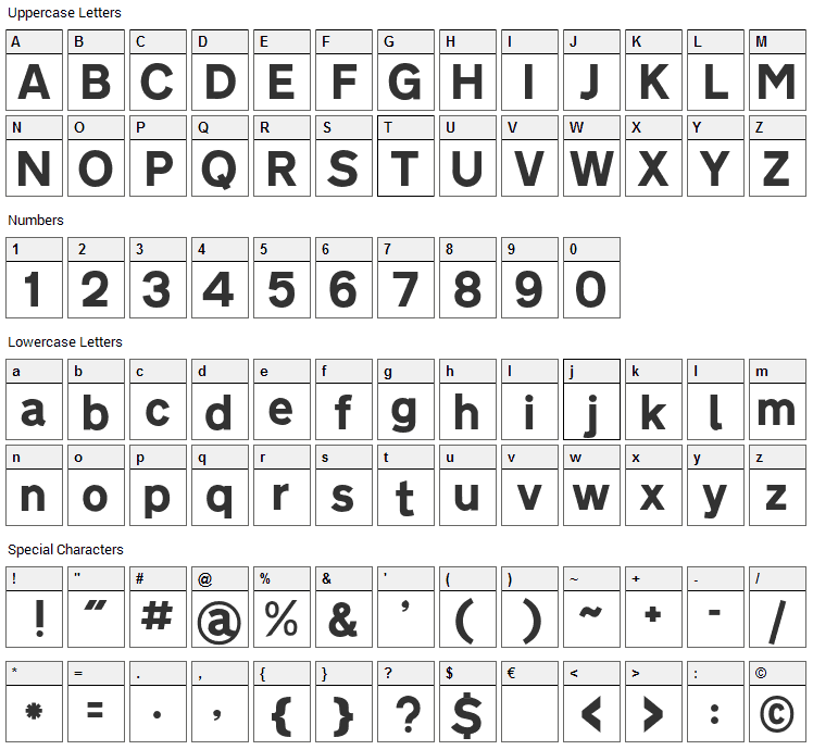 Roadgeek 2005 Transport Font Character Map