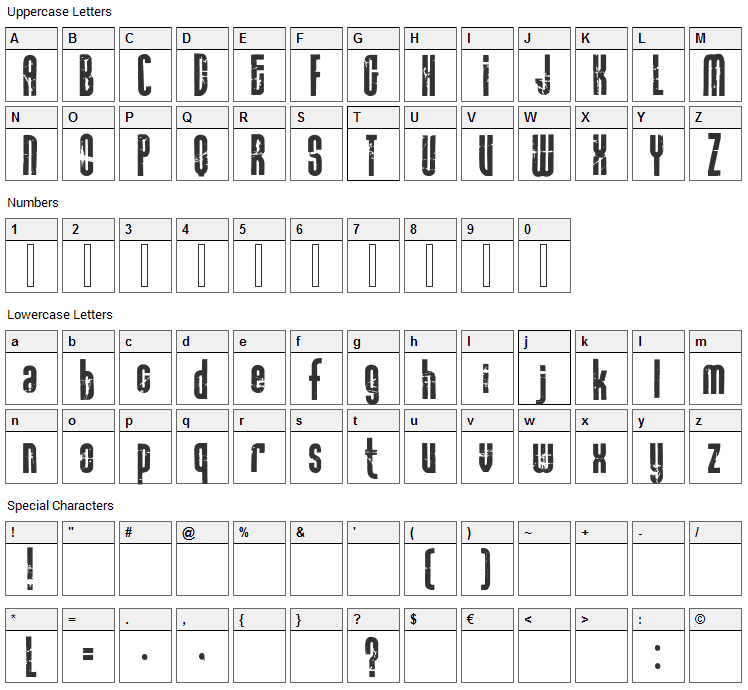 Rock it Font Character Map