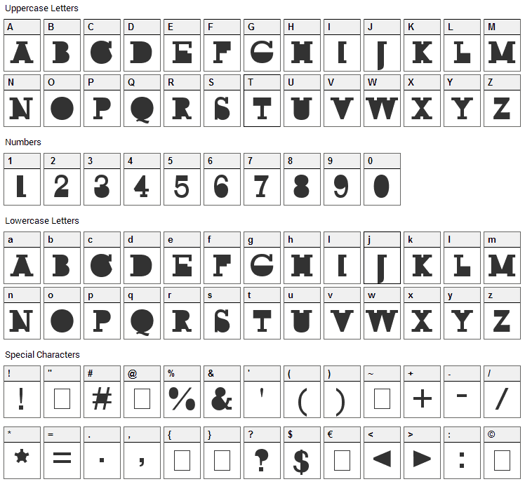 Rock Modus Font Character Map