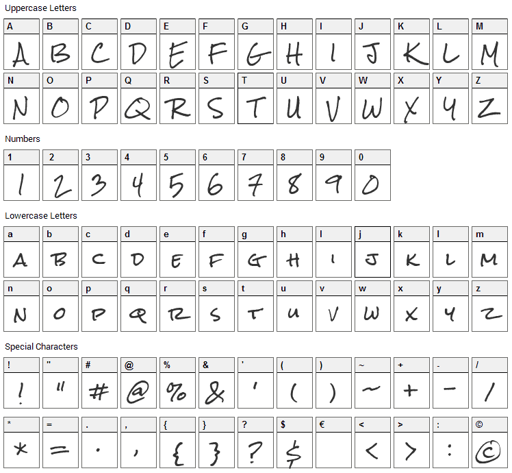 Rock Salt Font Character Map