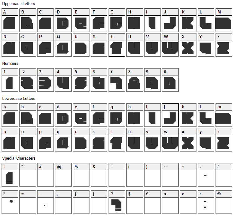 Rockdafonkybit Font Character Map