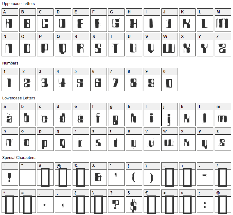 Rocket 70 Font Character Map