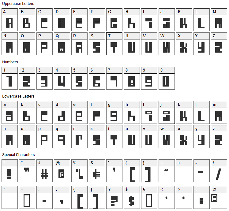 Rocket Font Character Map