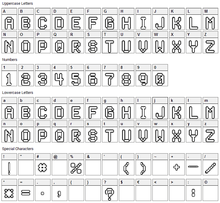 Rocketman Font Character Map