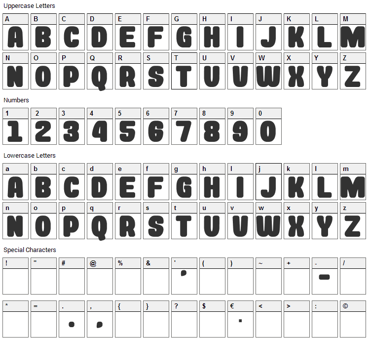 Rockin Record Font Character Map