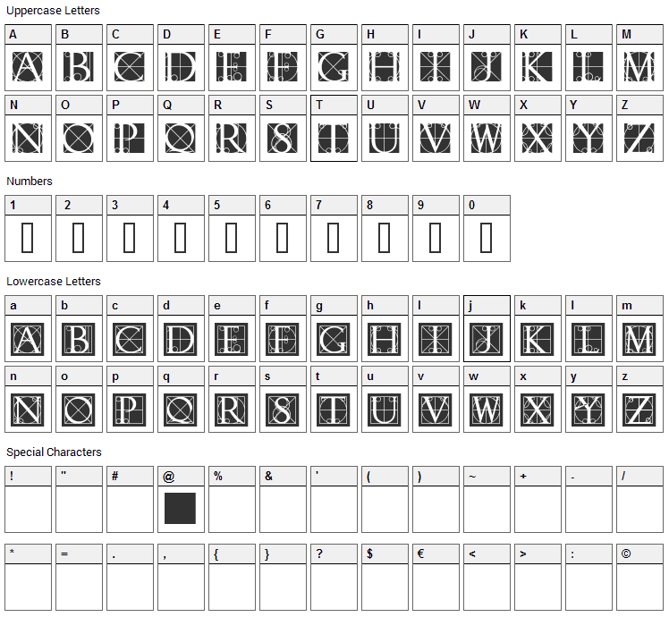Rodgauer Font Character Map