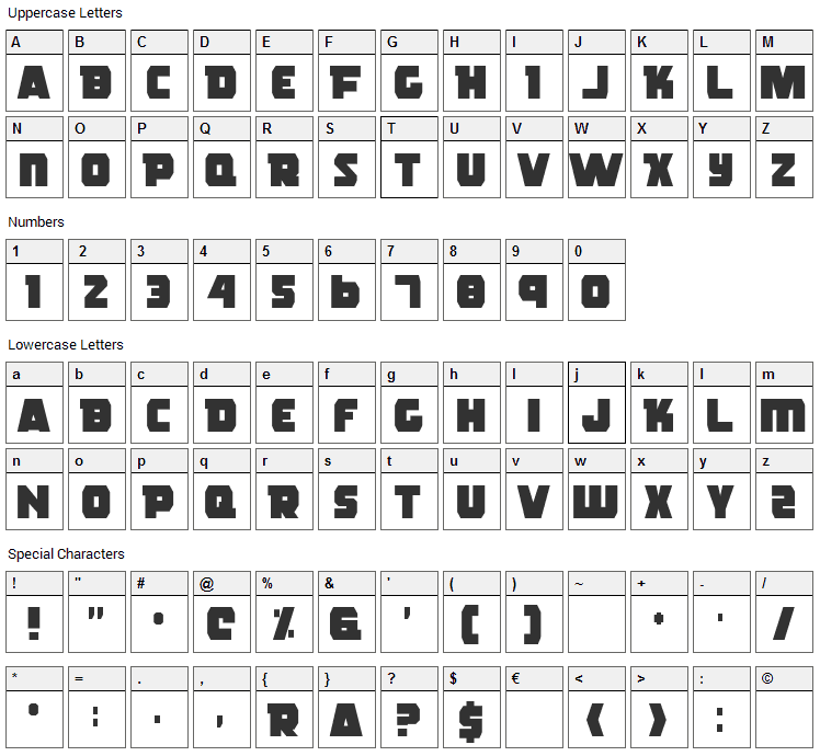 Rogue Hero Font Character Map