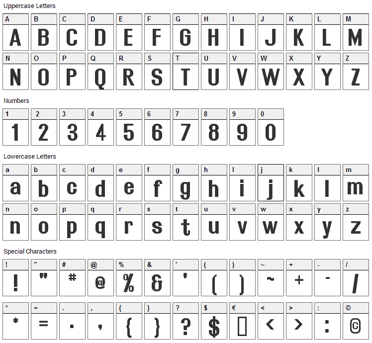 Rollout Font Character Map