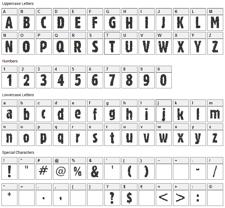 Romeo Font Character Map