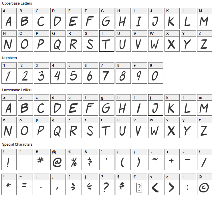 Roof Runners Font Character Map