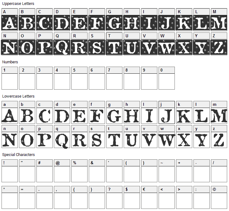 Rosebud Sweet Font Character Map