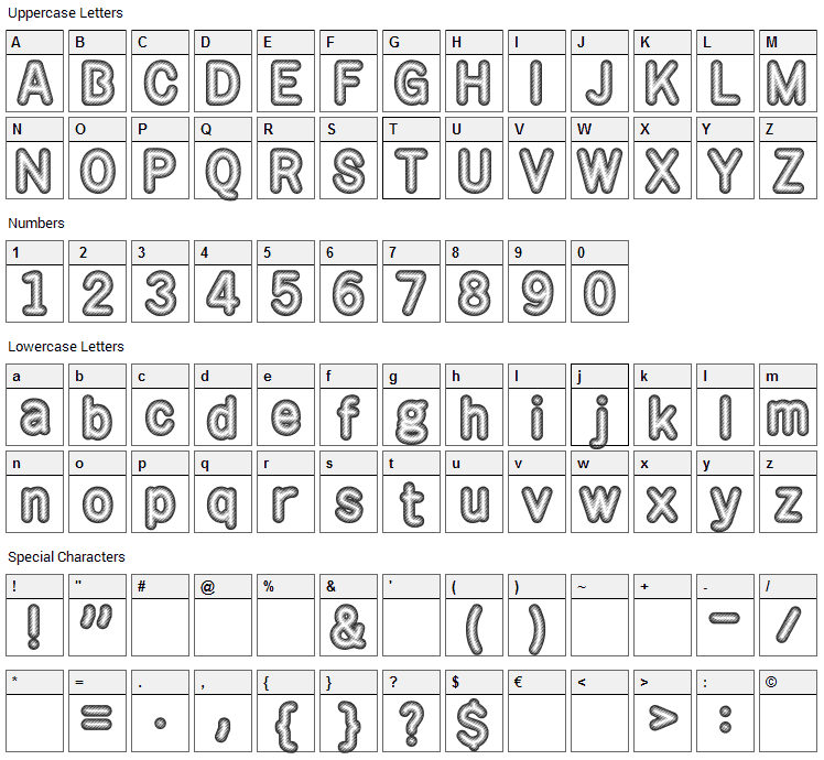 Rotondo Font Character Map