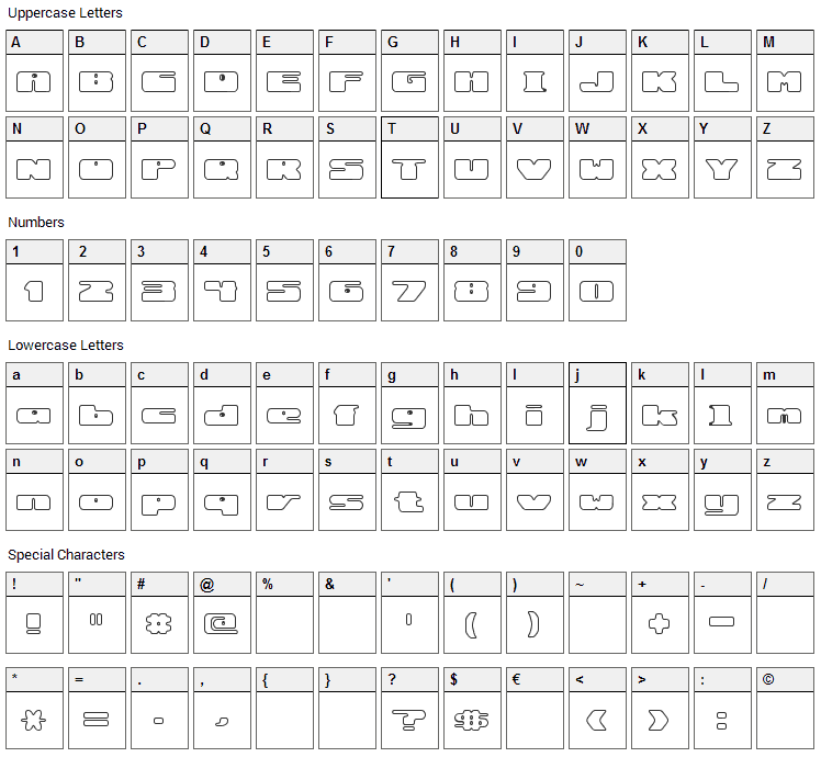 Rotund Font Character Map