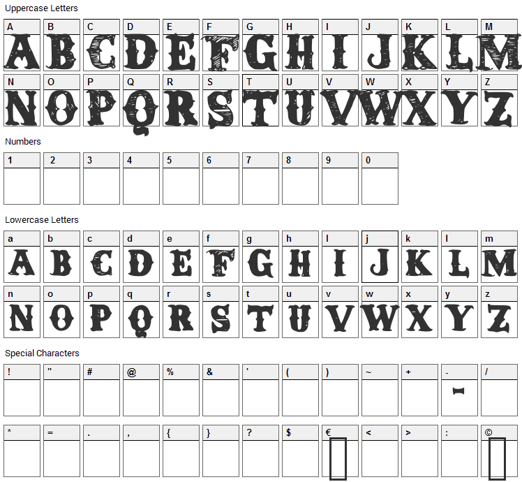 Round Up Font Character Map