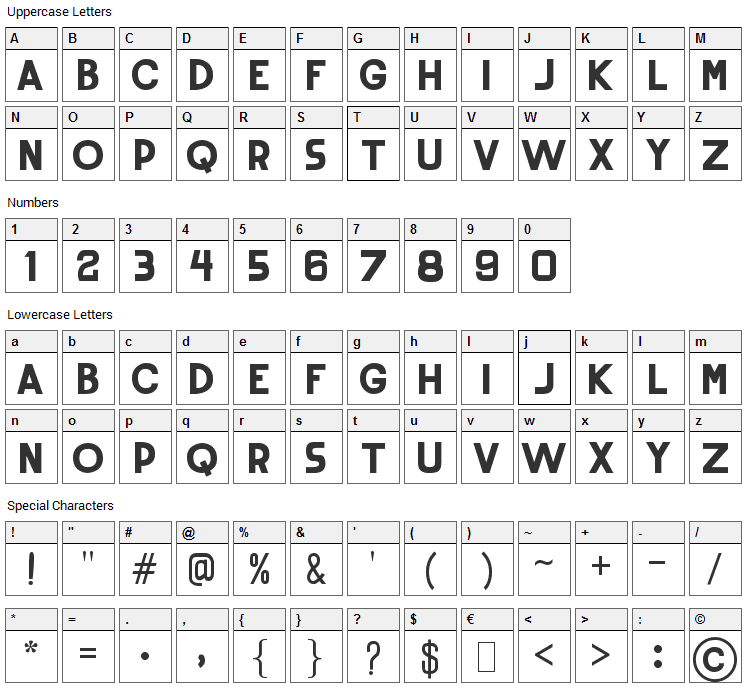 Rounded Sans Font Character Map