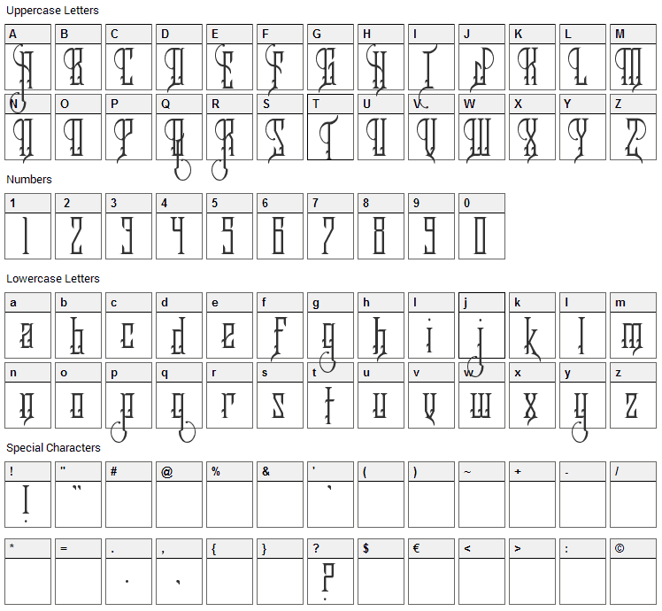 Royalty Savior Font Character Map