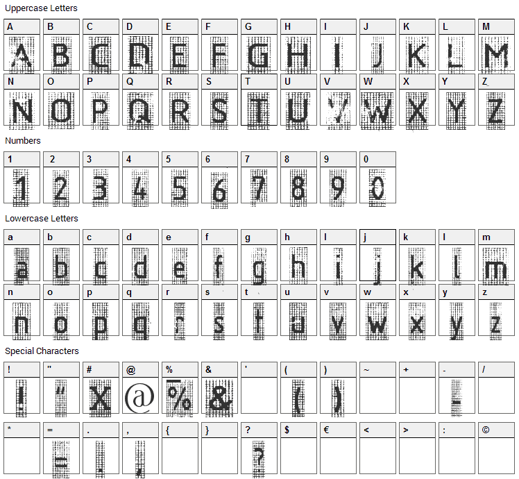 RR Ruitjes Font Character Map