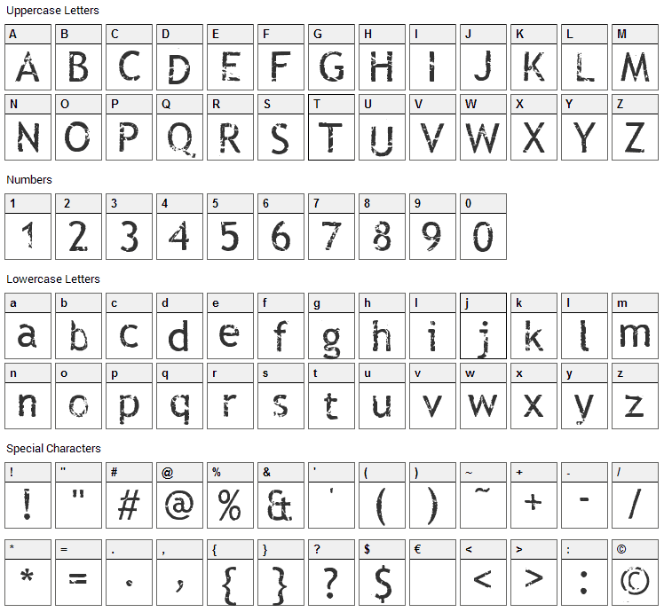 Rub This Font Character Map