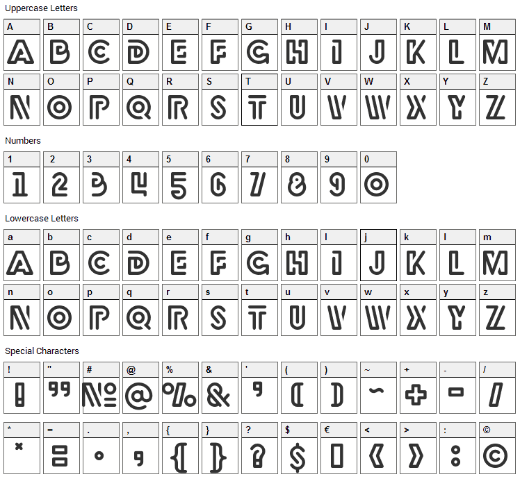 Rubber Font Character Map