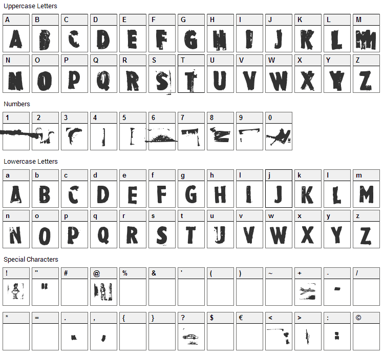 Rubbermaid Font Character Map