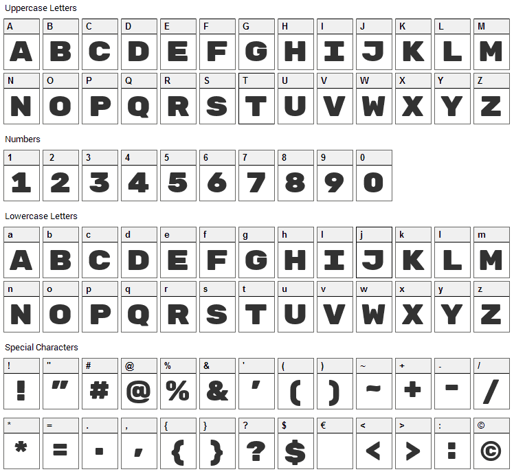 Rubik Mono One Font Character Map