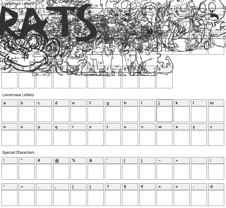 RugBats Font Character Map