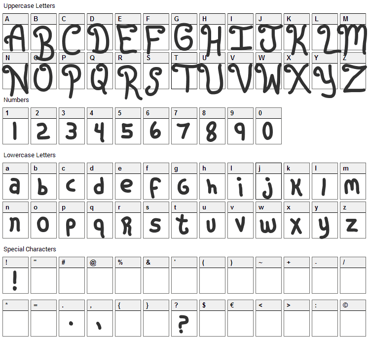 Rugrats Font Character Map