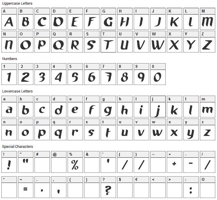 Running Shoe Font Character Map