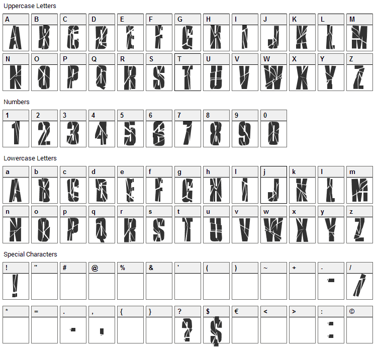 Ruptured Sans Font Character Map
