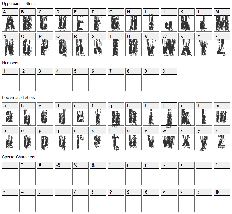 RvD Microcode Font Character Map