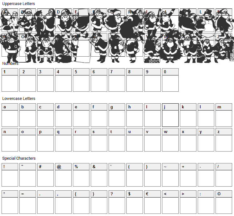 RYP Snata 1 Font Character Map