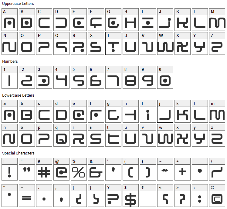 Sagan Font Character Map