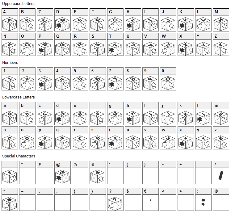 Sai Font Character Map