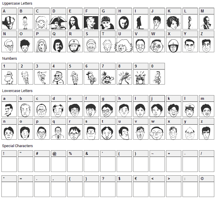 Sakabe People 02 Font Character Map