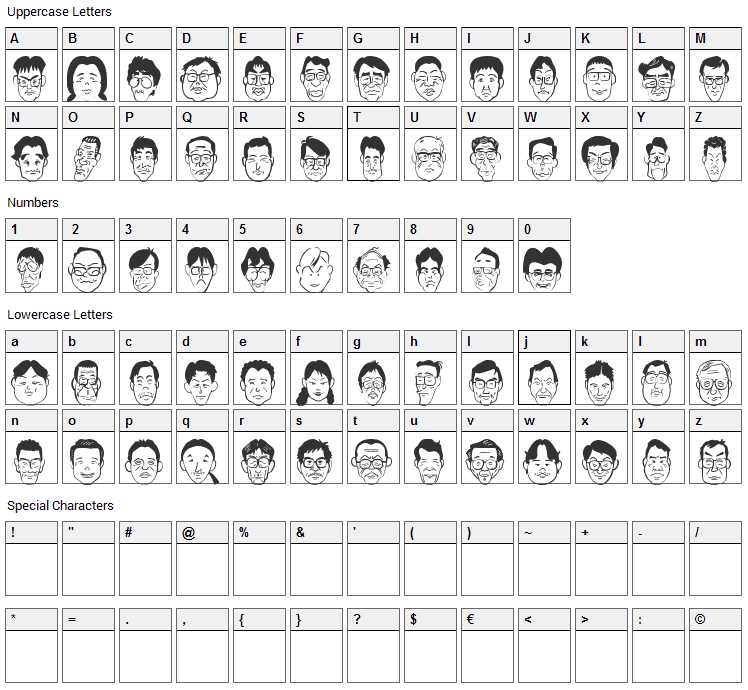 Sakabe People 03 Font Character Map