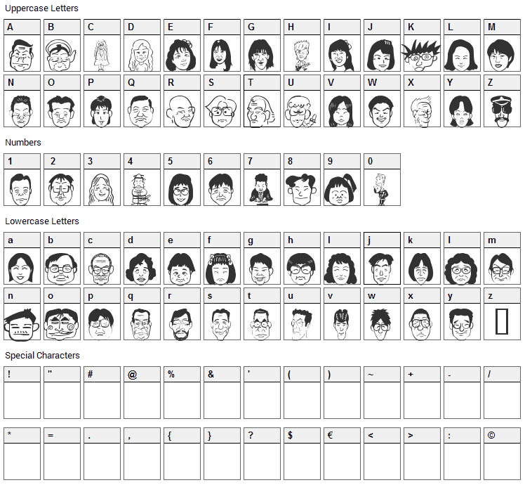 Sakabe People 05 Font Character Map