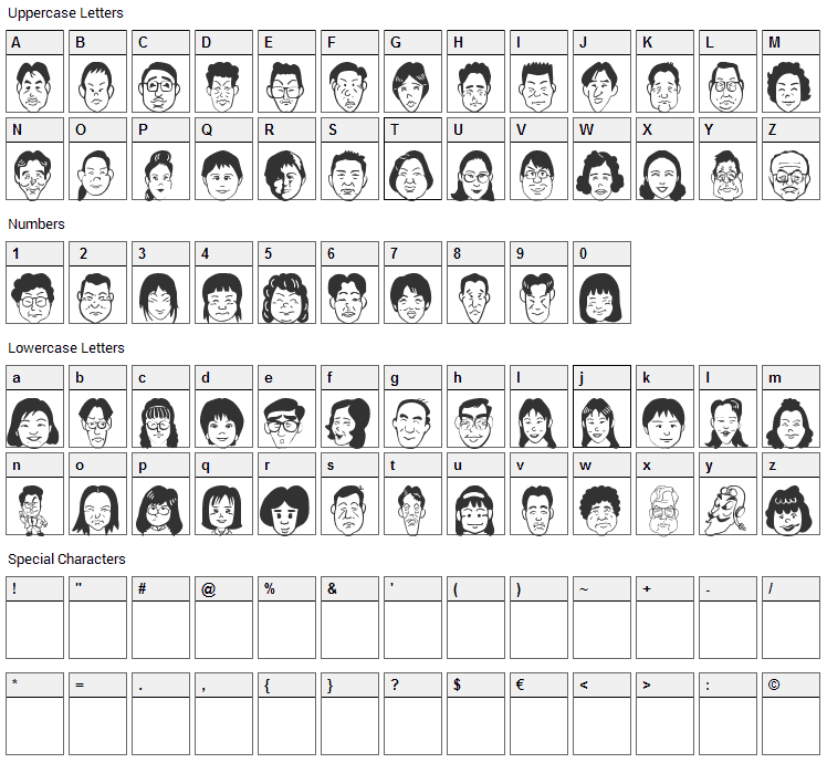 Sakabe People 07 Font Character Map