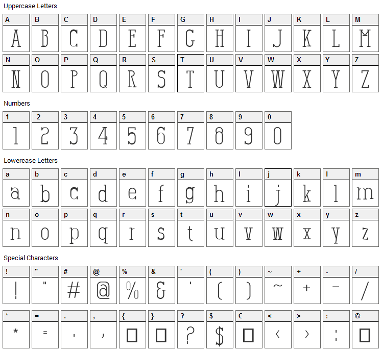 Salamandre Font Character Map