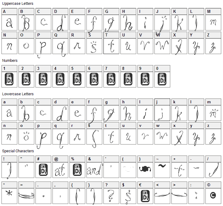 Saltwater Font Character Map