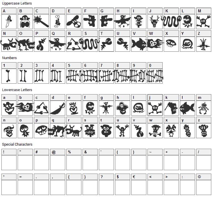 Sams Dingbats Font Character Map