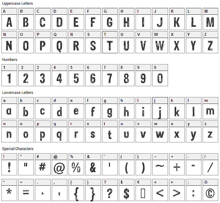 Sans Culottes Font Character Map