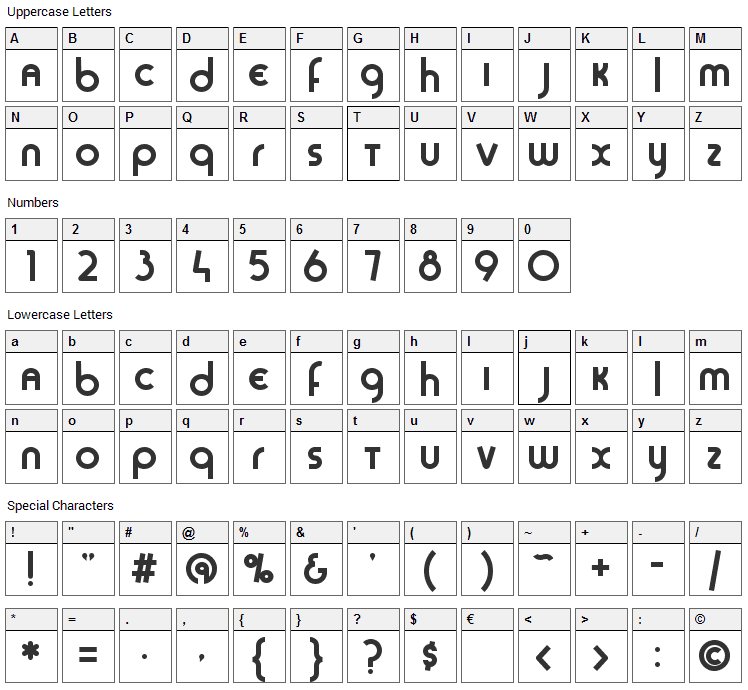 Sans Sara Font Character Map