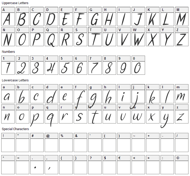 Santa Fe Font Character Map