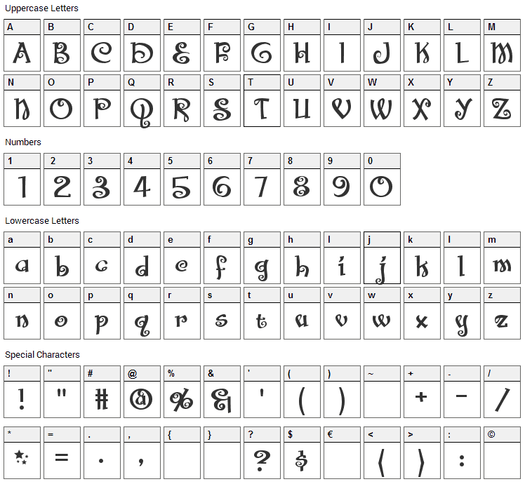 Santas Big Secret Font Character Map