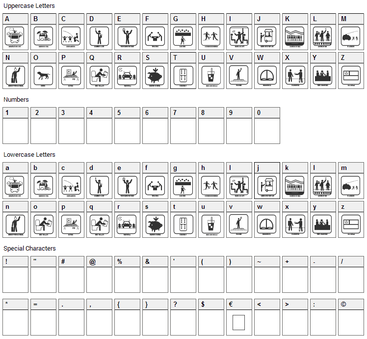 Santiago Icono Font Character Map