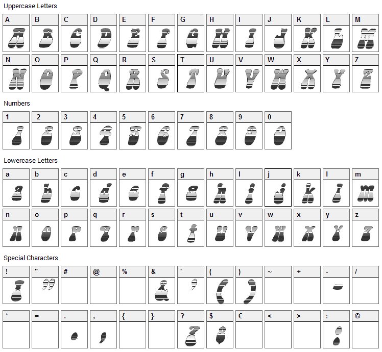 Sargoo Font Character Map
