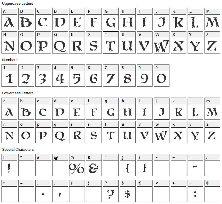 Satans Minions Font Character Map