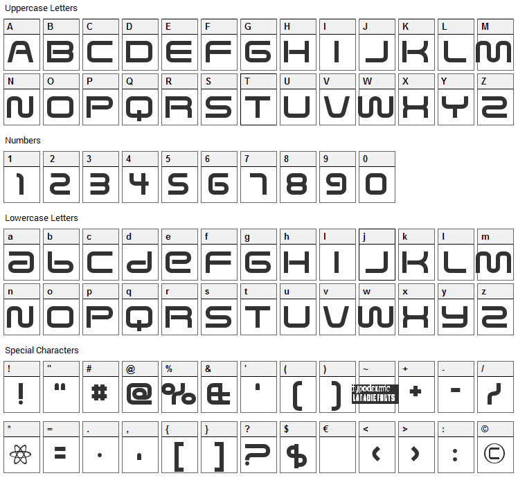 Saved by Zero Font Character Map